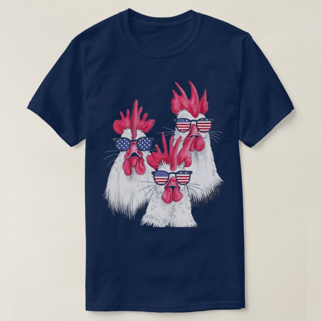 Camiseta Frango EUA Sinalizador Funny Chicken Amava Pai 4 (Frente do Design)