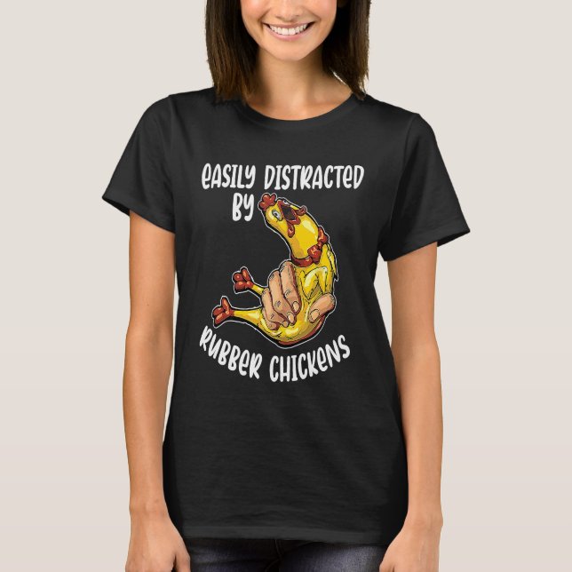 Camiseta Frango Facilmente Distraído Pássaro Legal (Frente)