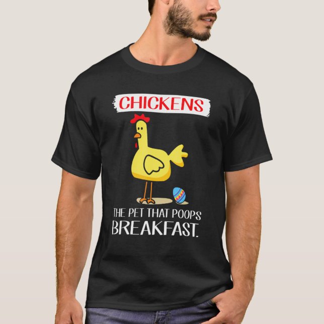 Camiseta Frango Faz Cocô Ovos de Café da Manhã Feliz Páscoa (Frente)
