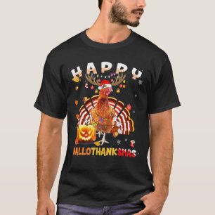 Camiseta Frango Feliz Hallothanksmas Dia das Bruxas