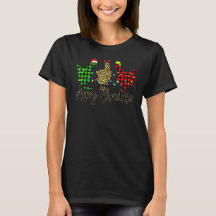 Camiseta Frango Feliz Natal Vermelho Verde Xadrez Leopardo