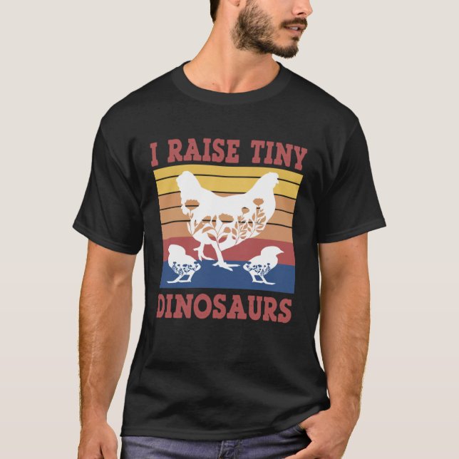 Camiseta Frango floral Eu Crio Dinossauros Minúsculos Piada (Frente)