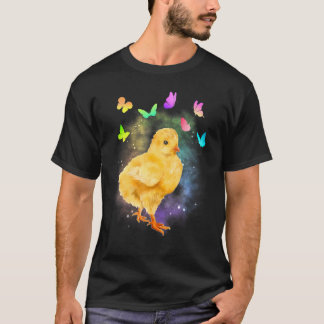 Camiseta Frango Fofo Com Borboletas Frango Bebê colorido