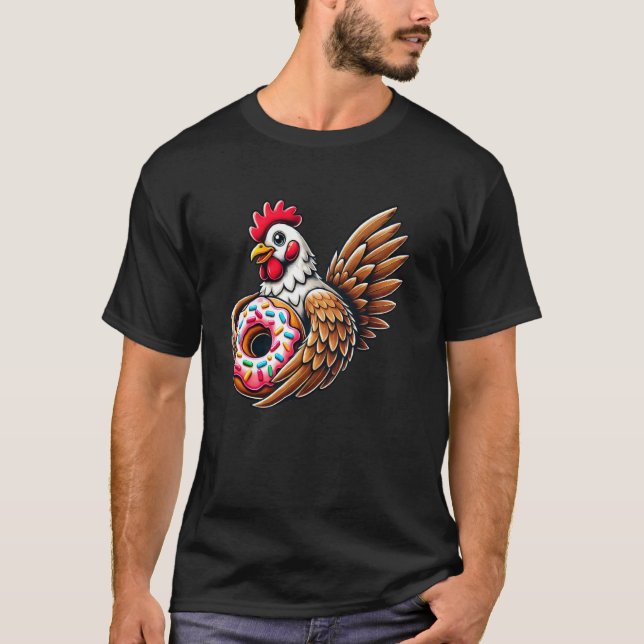 Camiseta Frango Fofo Comendo Donut (Frente)