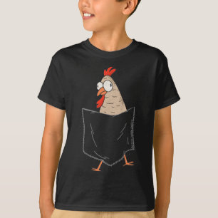 Camiseta Frango Fofo e Engraçado em um Bolso Falso - Frango
