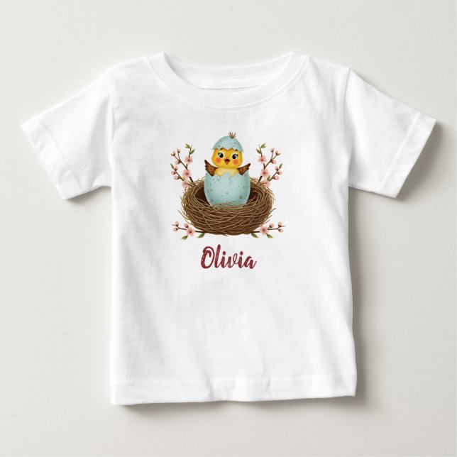 Camiseta Frango Fofo em Ovo Eclodindo (Frente)