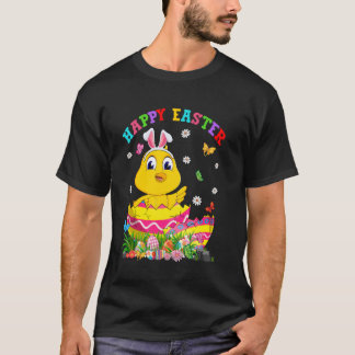 Camiseta Frango Fofo Em Ovos De Páscoa Feliz Dia De Páscoa 