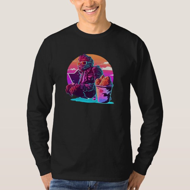 Camiseta Frango Frito Synthwave 80s Estética Retrowave (Frente)