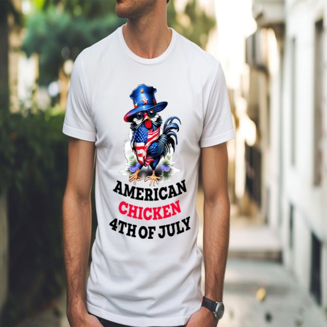 Camiseta Frango Funky no Chapéu Na moda (Criador carregado)