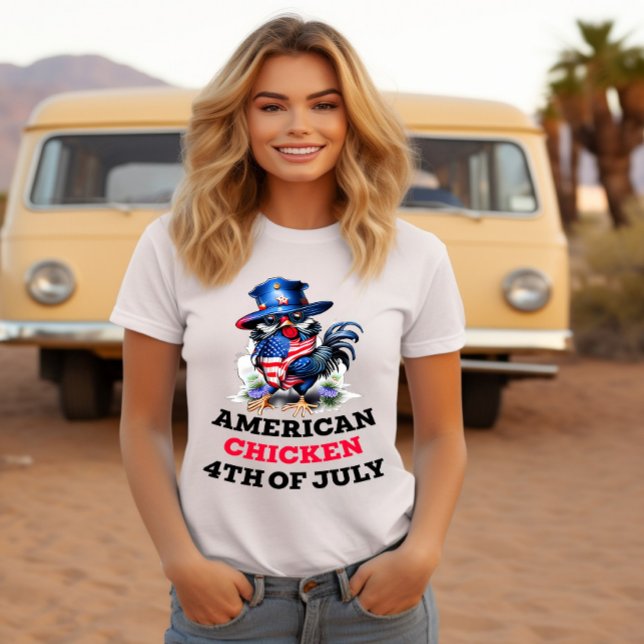 Camiseta Frango Funky no Chapéu Na moda (Criador carregado)