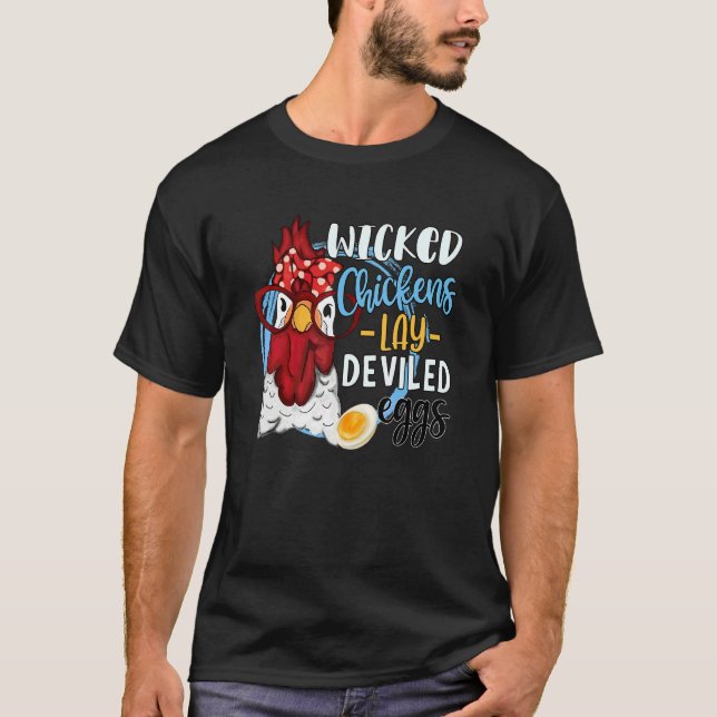 Camiseta Frango  Galinhas Más Fazem Ovos Diabólicos (Frente)