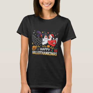 Camiseta Frango Halloween Dia de Ação de Graças Engraçado F