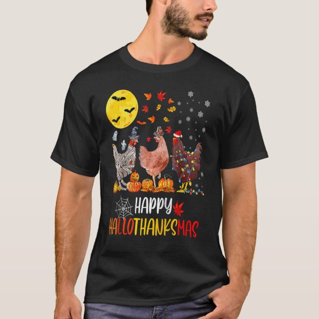 Camiseta Frango Halloween Feliz HalloObrigadoMas Outono Do  (Frente)
