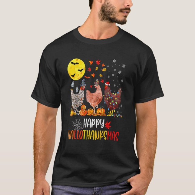 Camiseta Frango Halloween Feliz HalloObrigadoMas Outono Do  (Frente)