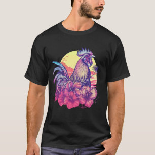 Camiseta Frango Havaiano Flores Galo Kauai Havaí Vintage