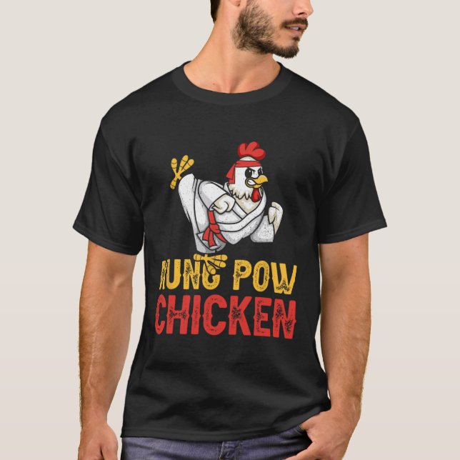 Camiseta Frango Kung Pow Engraçado Karate Frango Ninja Um G (Frente)