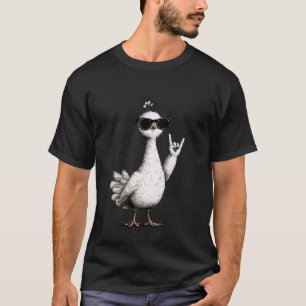 Camiseta Frango Legal com Óculos de Sol Sinal de Rock