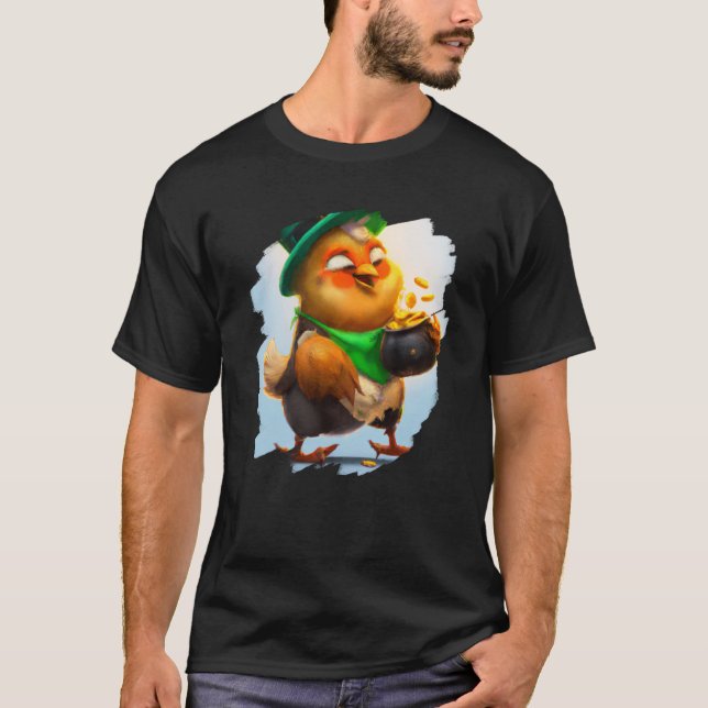 Camiseta Frango Leprechaun Dia de São Patrício Frango  1 (Frente)