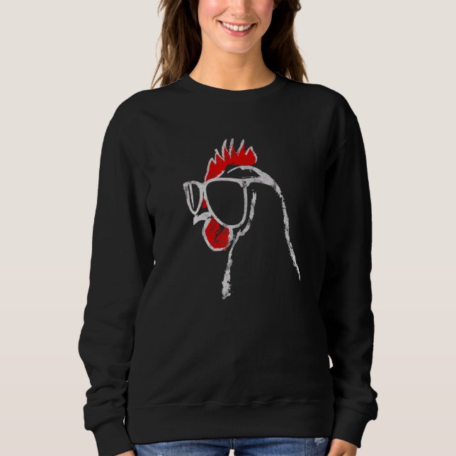 Camiseta Frango Louco com Óculos de Sol Grafite Gráfico Grá (Frente)