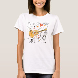 Camiseta Frango Musical Fofo Tocando Violão