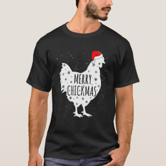 Camiseta Frango Natal Feliz Chickmas Chapéu do Papai Noel F