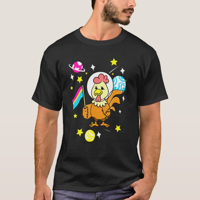 Camiseta Frango Orgulho Panela No Espaço Pansexual (Frente)