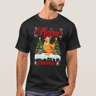 Camiseta Frango Pássaro Luzes Árvore de Natal Papai Noel Fr