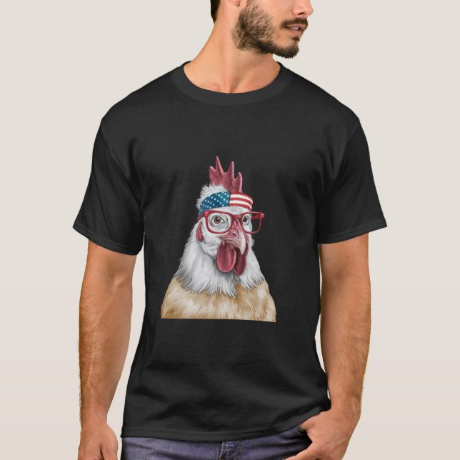 Camiseta Frango Patriótico com Lenço Americano Fazenda Dive (Frente)