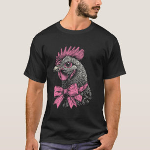 Camiseta Frango Rosa Coquete Laço Fita Delicada Fazenda Ani