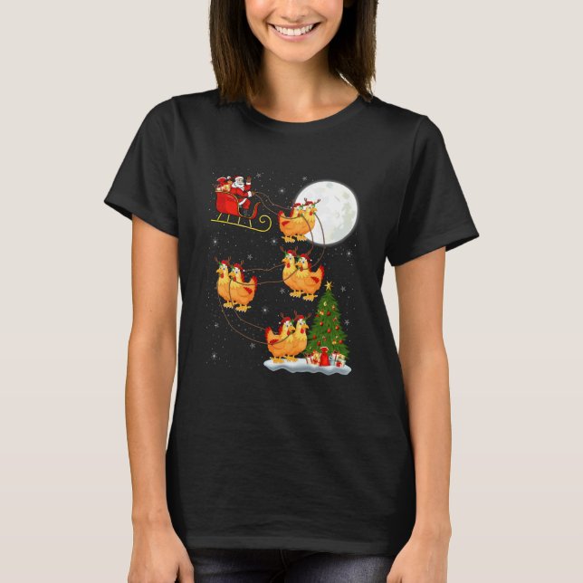 Camiseta Frango Santa Trenó Voador Divertido Mágico Natal (Frente)