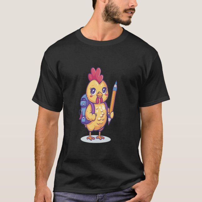 Camiseta Frango segurando lápis de volta à escola animal de (Frente)