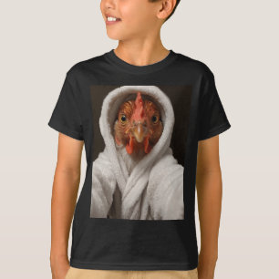 Camiseta Frango Tirando Uma Selfie Em Um Robe Branco Engraç