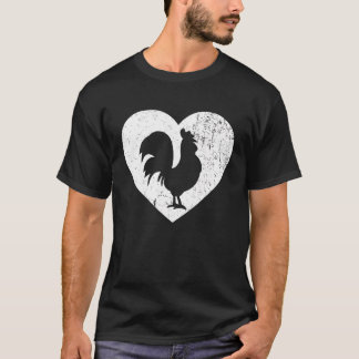 Camiseta Frango Vintage Coração Branco Amante de Animais Di
