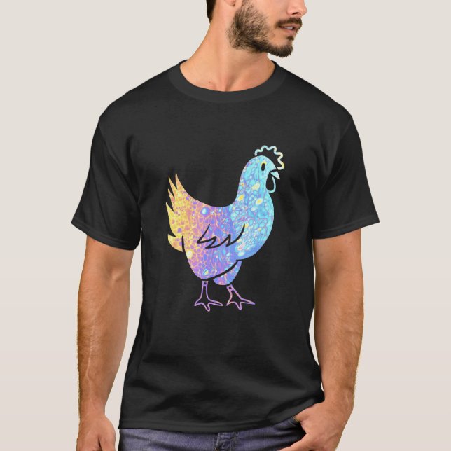 Camiseta Frango Vintage Groovy Retro Tie Dye Frango (Frente)