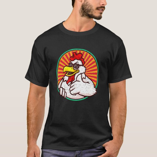 Camiseta Frango Vintage Retro Angustiado (Frente)