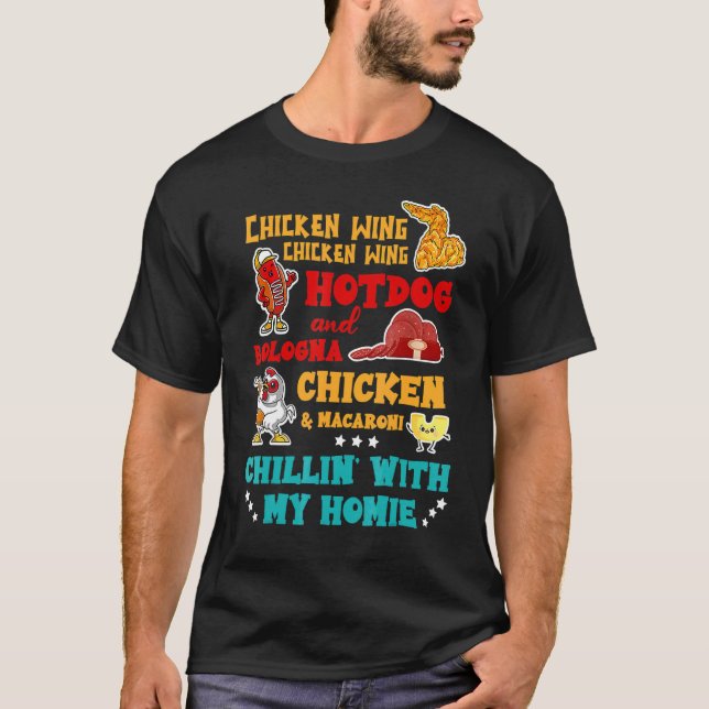 Camiseta Frango Wing Hot Dog E Bologna Frango & Macaron (Frente)