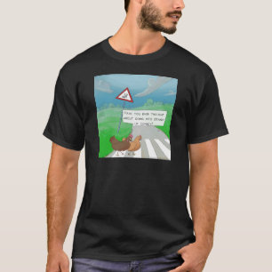 Camiseta Frangos Atravessando a Estrada Cartoon Divertido