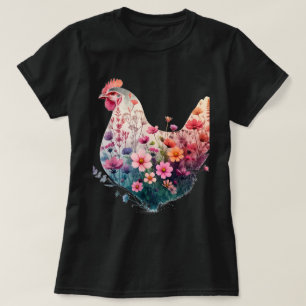Camiseta Frangos de Fazenda com Gráfico de Arte Floral de F