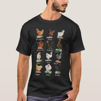 Camiseta Frangos De Fazenda De Galinhas Diferentes Em Raça