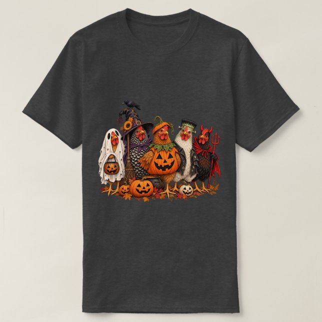 Camiseta Frangos de Halloween (Frente do Design)