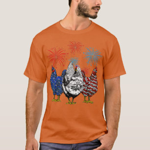 Camiseta Frangos Engraçados Bandeira Americana Farmação Pat