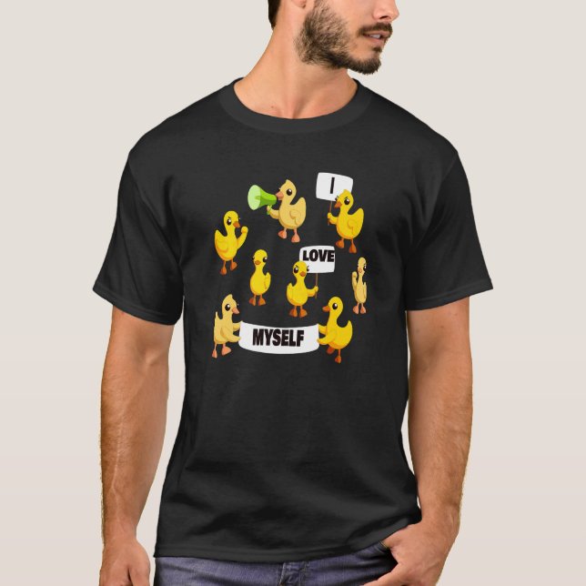 Camiseta Frangos pintinhos protestando, Eu Amo a Mim (Frente)