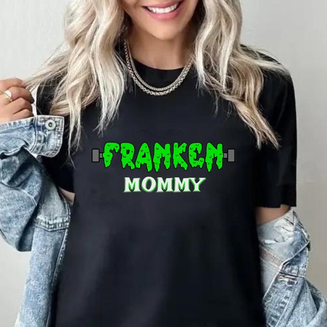 Camiseta Franken Mamãe Frankenstein Halloween (franken mommy Frankenstein black Halloween t-shirt for mom)