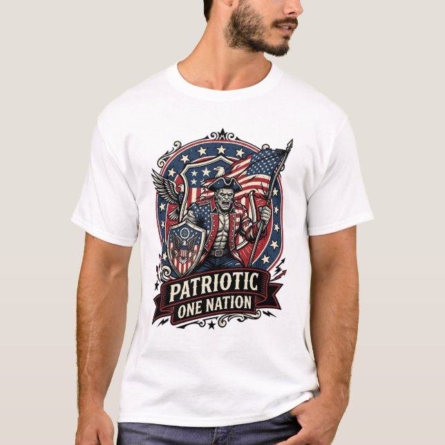 Camiseta Frankenstein Patriótico Fera da Liberdade Horror M (Frente)