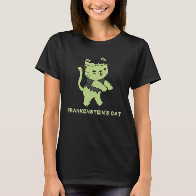 Camiseta Frankenstein s Cat  Halloween Monster Zombie Kitte (Frente)