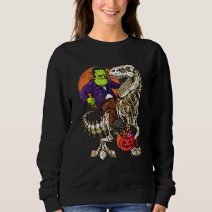 Camiseta Frankenstein Skeleton T Rex Halloween Dinosaur Kid