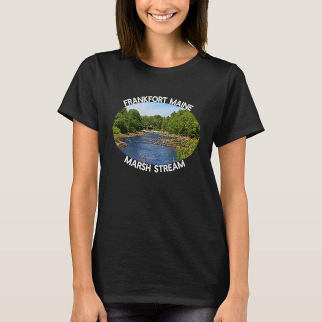 Camiseta Frankfort Maine Marsh Stream Reservoir Summer Day (Frente)
