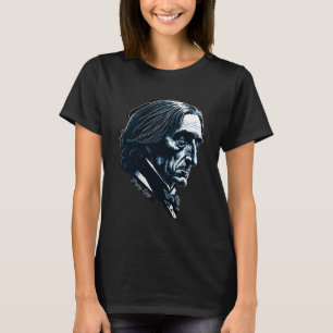 Camiseta Franz Lisz Retrait Composer Ilustração Piano Mu