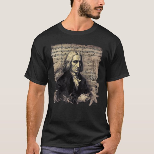 Camiseta Franz Liszt Music Pianist Piano (Frente)