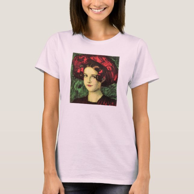 Camiseta Franz von Colagem - Mary com chapéu vermelho (Frente)